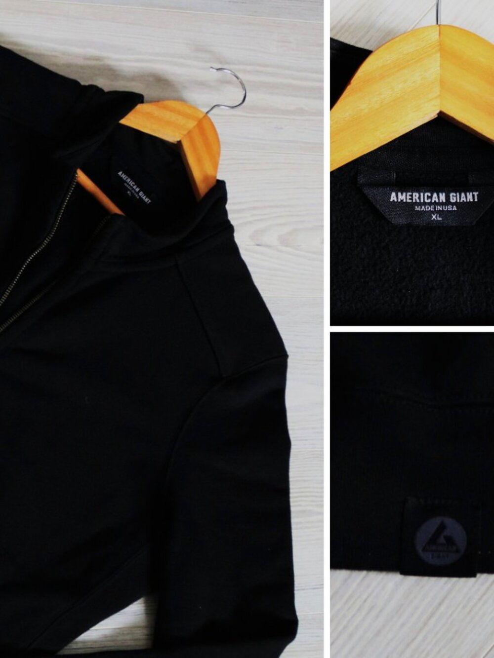 American Giant Moto Jacket Women's Black Fleece Grunge Full Zip Made In USA